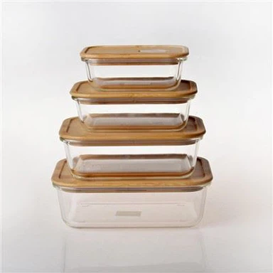 Cynhwysydd Storio Bwyd Gwydr gyda Chaeadau