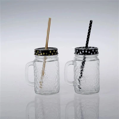 Jar Mason Coffi Gyda gwellt