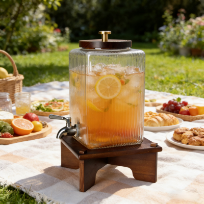 Square Vertical-Groove Glass Dispenser